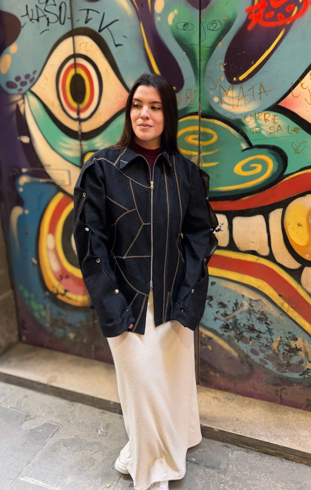 Chaqueta denim retazos